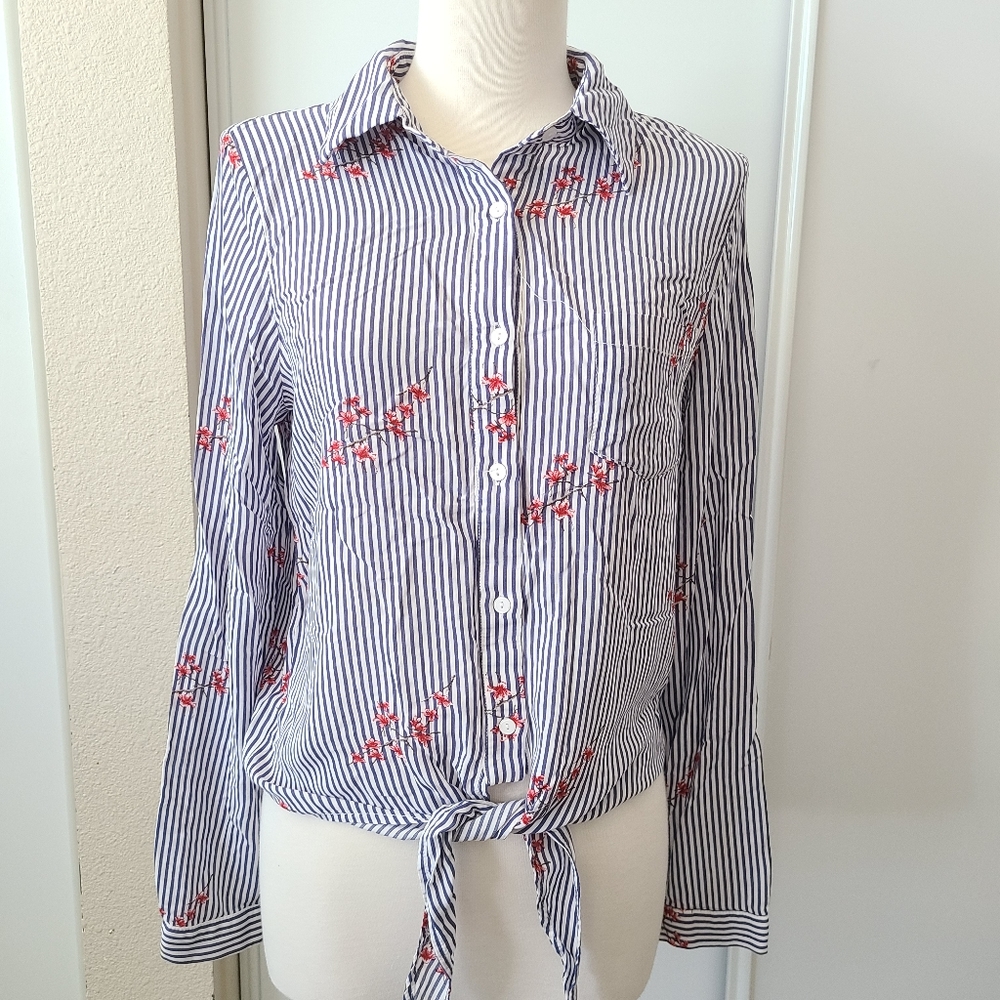Floral Striped Dress Shirt Size Small